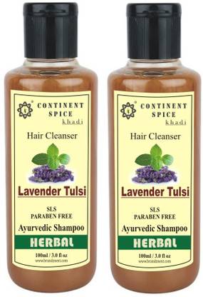 CONTINENT SPICE Khadi Lavender Tulsi Shampoo -(SLS-Paraben Free) Pack of 2-CS682005