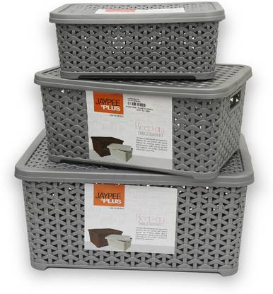 Jaypee Plus Plastic Keep All Big, Small & Mini ,Silver Storage Basket