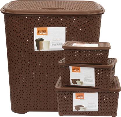 Jaypee Plus Plastic Drop All Small, Keep All Big ,Small & Mini ,Brown Storage Basket