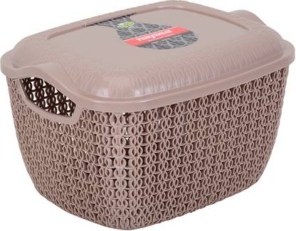 NAYASA Plastic Rope Basket With Lid Storage Basket