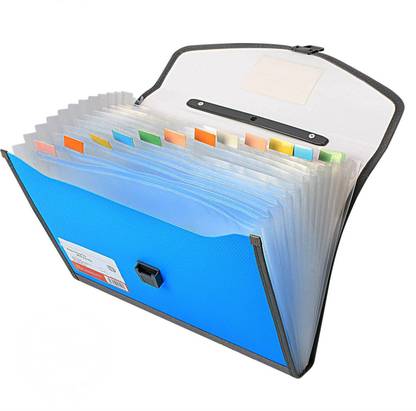 Shrih Plastic Blue Briefcase Style Expanding File Folder.