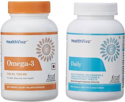 HealthViva Omega, 60 capsules with Healthviva Daily, 60 Tablets