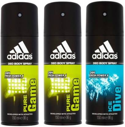 एडिडास टू प्योर गेम एंड वन आइस डाइव कॉम्बो सेट डिओडोरेंट स्प्रे  -  पुरुषों के लिए