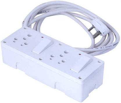 R K ELECTRICALS Fitted with 2 Anchor/Cona Sockets(15 Amp),2 Cona Switches(15 Amp),And 4 Meter Wire With 15 Amp Plug 2 Socket Surge Protector (White) 4  Socket Extension Boards