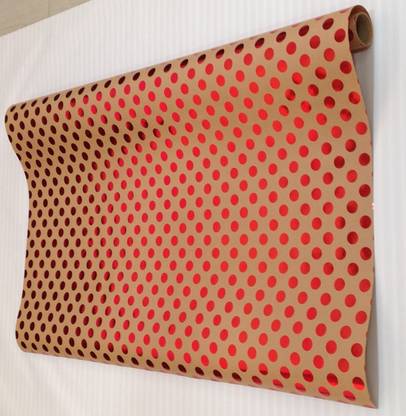 Crown Greetings Gift wrap roll Luxury brown kraft gift wrapping paper, with red shining polka dots Brown Kraft Gift Wrapper