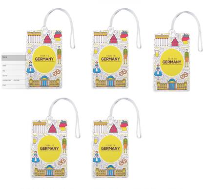 100yellow Luggage Tags- Printed High Quality Gloss Finish PVC Bag Tag with Silicon Strap- Ideal For Gift-Pack Of 5 Luggage Tag