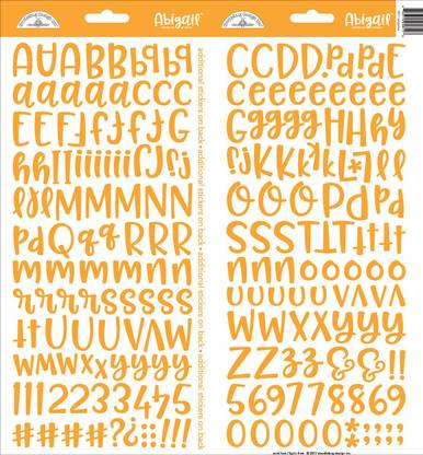 Doodlebug Abigail Font Cardstock Alpha Stickers 6"X13" 2 Per Package - Tangerine