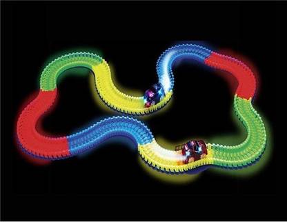 MAKIBES LED Car Funny Diy Magic Tracks LED Racing Car Assembly Toy