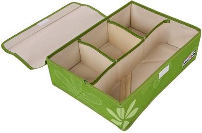 Uberlyfe 1678 4 Cell Drawer Closet Divider Storage Box with Lid UW-001678-GRWL4C