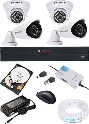 CP PLUS 4 Channal HD DVR 1080p 1Pcs,Dome Camera 2.4MP 2Pcs,spotvision Bullet Camera 2.4MP 2Pcs Security Camera