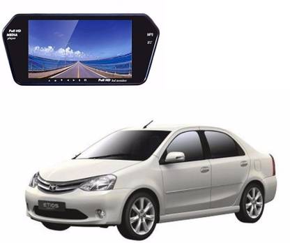 AUTOGARH MC97A Rear View Mirror 7 Inch Monitor With Bluetooth & Camera For Etios Black LED