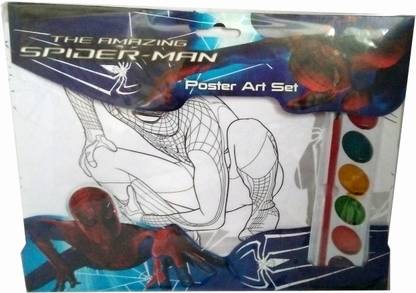 TECHNOCHITRA Complete Coloring Kit Set with SPIDERMAN Drawing Sheet and Coloring Set