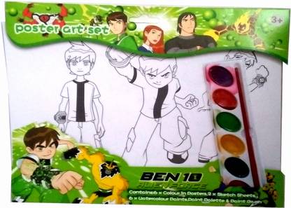 TECHNOCHITRA Complete Coloring Kit Set with BEN10 Drawing Sheet and Coloring Set