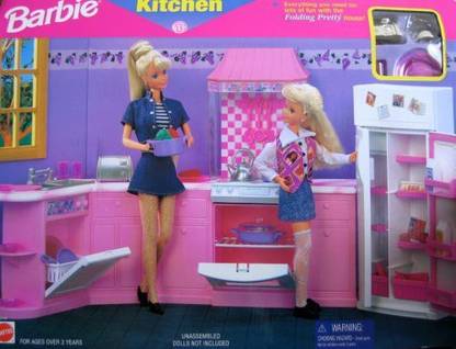 Generic Barbie Kitchen Playset - Folding Pretty House (1996 Arcotoys, Mattel)