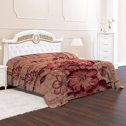 SIGNATURE Floral Double Mink Blanket for  Mild Winter