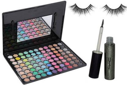 M.A.C 88 Shade Eyeshadow Palette, Glitter Gel Shiny Eyeliner & Eyelashes