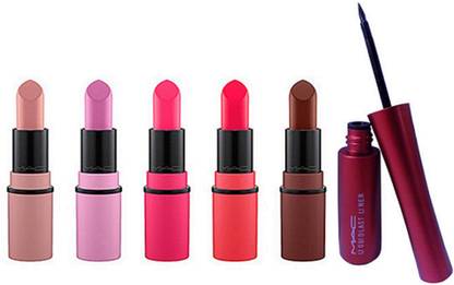 M.A.C Mini Lipstick Set Of 5 With Liquid Last Eyeliner