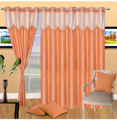 Panipat Textile Hub 274 cm (9 ft) Polyester Semi Transparent Long Door Curtain (Pack Of 3)