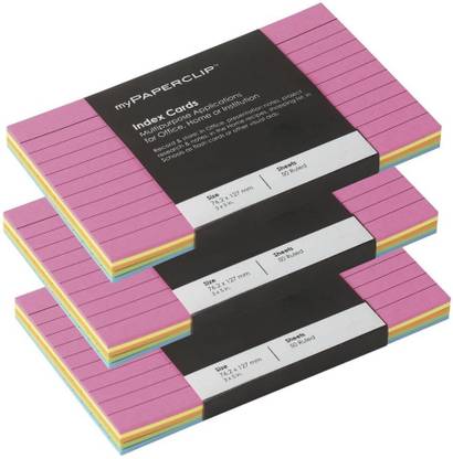 myPAPERCLIP Index Cards Mini Notebook Ruled 50 Pages