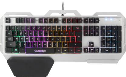 Cosmic Byte CB-GK-06 Galactic with Aluminum Body, RGB Backlit Keys, Braided Cable Wired USB Standard Gaming Keyboard Compatible with Desktop, Laptop, Mac