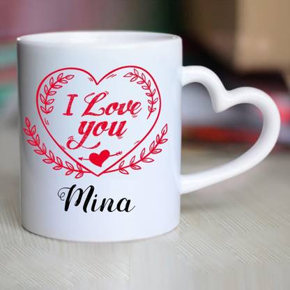 HUPPME I Love You Mina Heart Handle Ceramic Coffee Mug