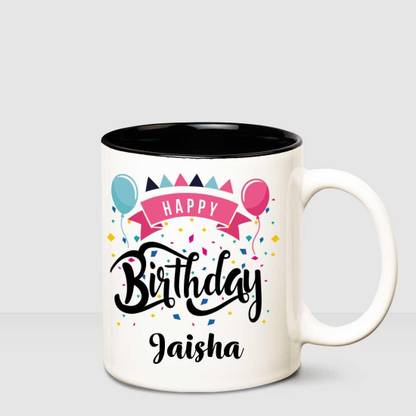 HUPPME Happy Birthday Jaisha Inner Black printed personalized coffee mug Ceramic Coffee Mug