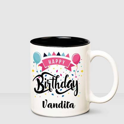 HUPPME Happy Birthday Vandita Inner Black printed personalized coffee mug Ceramic Coffee Mug