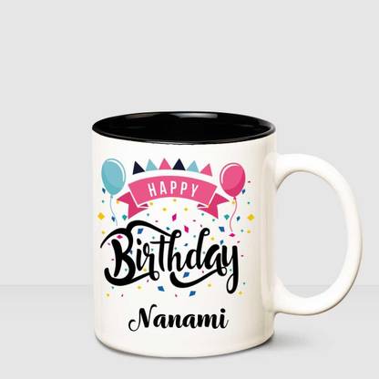 HUPPME Happy Birthday Nanami Inner Black printed personalized coffee mug Ceramic Coffee Mug