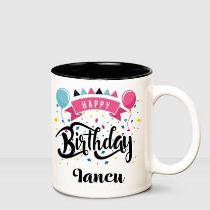 HUPPME Happy Birthday Iancu Inner Black printed personalized coffee mug Ceramic Coffee Mug