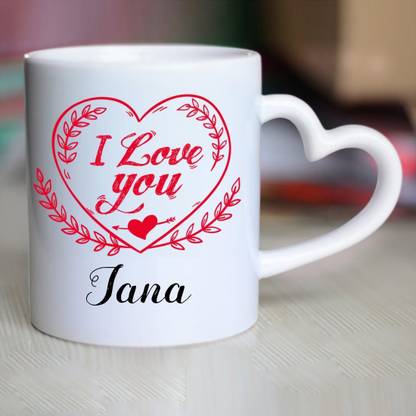 HUPPME I Love You Jana Heart Handle Ceramic Coffee Mug