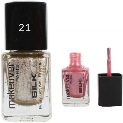 MAKEOVER Professional Nail Paint Hot Silk Golden-21 , Natural Pink-24 Multi Multi