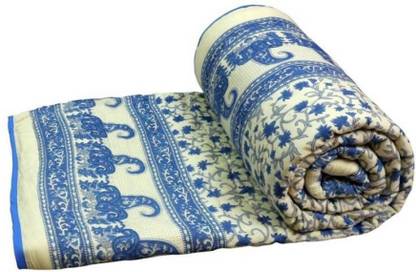 Earth Ro System Double Bed Size Jaipuri Pure Cotton Quilt Razai Hand Block Printed Winter Quilt Jaipuri Prints m27 Cotton Batting