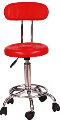 Finch Fox Medical / Doctor's Stools With Wheels & Back Cushion, PU Leather In Red Iron Chrome Coated Metal Bar Stool Leatherette Bar Chair