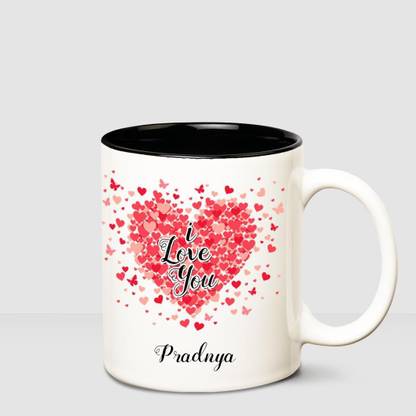 HUPPME I love you Pradnya Inner Black romantic coffee name mug Ceramic Coffee Mug