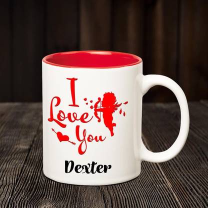 CHANAKYA I Love you Dexter romantic inner red coffee name mug Ceramic Coffee Mug