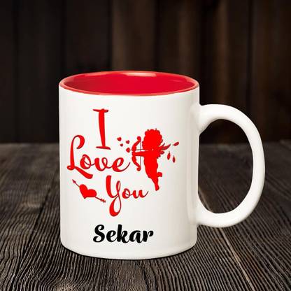 CHANAKYA I Love you Sekar romantic inner red coffee name mug Ceramic Coffee Mug