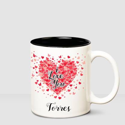 HUPPME I love you Torres Inner Black romantic coffee name mug Ceramic Coffee Mug
