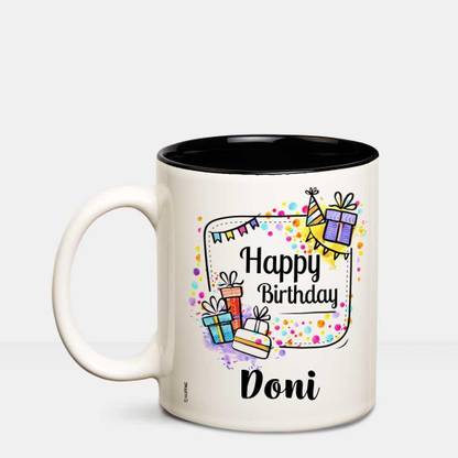 HUPPME Happy Birthday Doni Inner Black coffee name mug Ceramic Coffee Mug