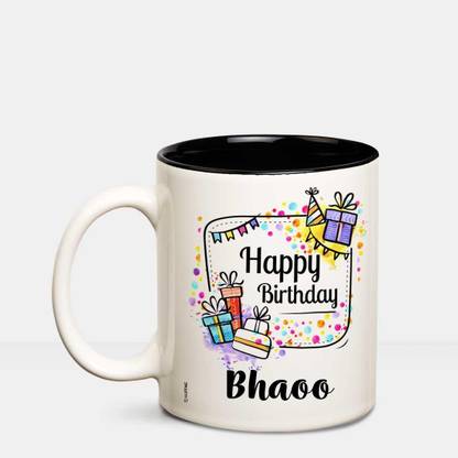 HUPPME Happy Birthday Bhaoo Inner Black coffee name mug Ceramic Coffee Mug