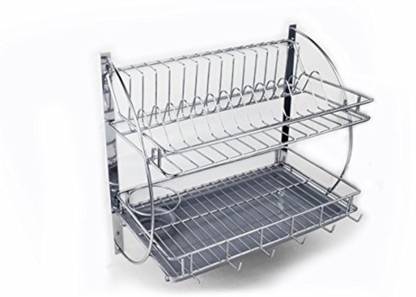 Lifetime Kitchen Rack With Removable Strong Plastic Drip Tray,Utensil Holder Rack Steel Wall Shelf