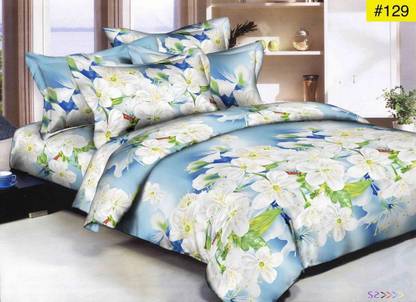 JMD 140 TC Cotton Double 3D Printed Flat Bedsheet