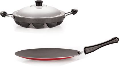NIRLON Concave Tawa And Paniyarakkal Offer Non-Stick Coated Cookware Set
