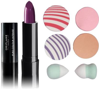 Oriflame Sweden Pure Colour Intense Lipstick (Pretty Purple - 30823) With Puff Sponge