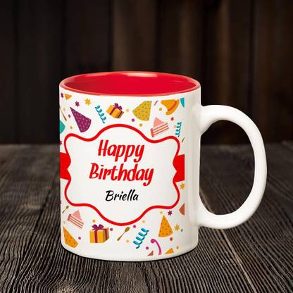 HUPPME Happy Birthday Briella Inner Red Coffee name mug Ceramic Coffee Mug