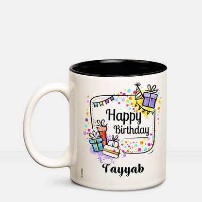 HUPPME Happy Birthday Tayyab Inner Black coffee name mug Ceramic Coffee Mug