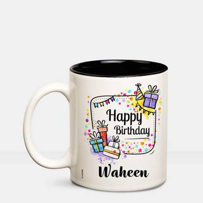 HUPPME Happy Birthday Waheen Inner Black coffee name mug Ceramic Coffee Mug