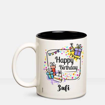 HUPPME Happy Birthday Zufi Inner Black coffee name mug Ceramic Coffee Mug