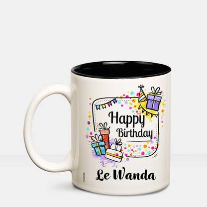 HUPPME Happy Birthday Le Wanda Inner Black coffee name mug Ceramic Coffee Mug