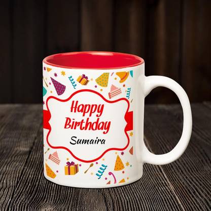 HUPPME Happy Birthday Sumaira Inner Red Coffee name mug Ceramic Coffee Mug