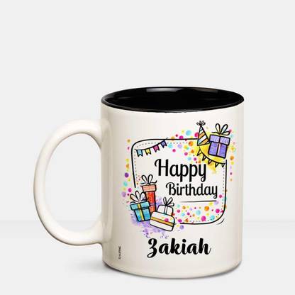 HUPPME Happy Birthday Zakiah Inner Black coffee name mug Ceramic Coffee Mug